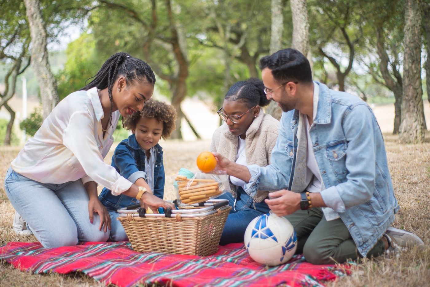 Familia disfrutando un día de picnic