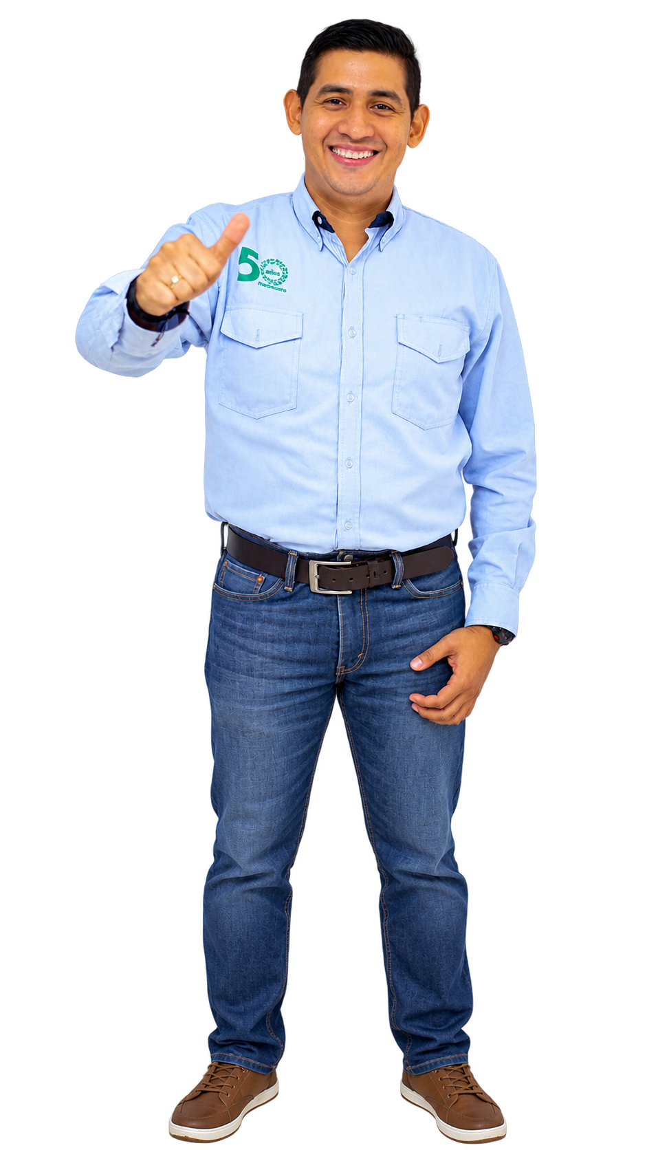 Colaborador de Coomonómeros con camisa azul